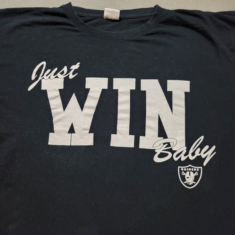 Vtg Raiders "Just Win Baby" NFL Graphic T-Shirt XL - Picture 3 of 8